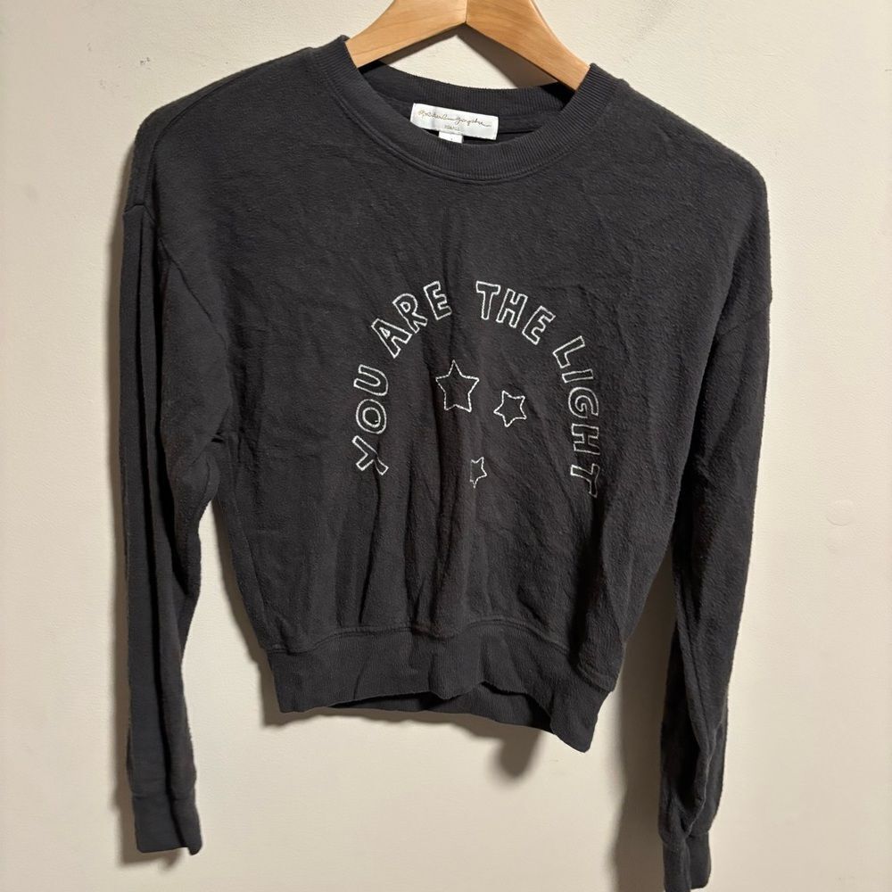 Spiritual Gangster Dark Gray The Light Malibu Crew Neck Sweater- Size XS - Picture 5 of 11